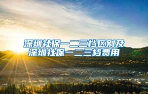 深圳社保一二三档区别及深圳社保一二三档费用
