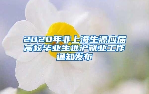 2020年非上海生源应届高校毕业生进沪就业工作通知发布