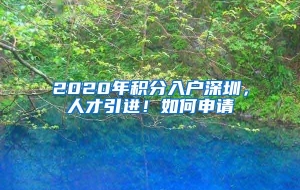 2020年积分入户深圳，人才引进！如何申请