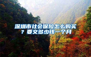 深圳市社会保险怎么购买？要交多少钱一个月
