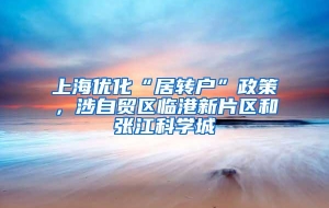 上海优化“居转户”政策，涉自贸区临港新片区和张江科学城