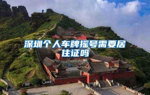 深圳个人车牌摇号需要居住证吗