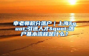 申老师积分落户｜上海"引进人才"落户基本流程是什么？