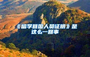 《留学回国人员证明》是这么一回事