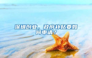 深圳创业，政府补贴要如何申请？