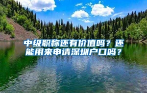 中级职称还有价值吗？还能用来申请深圳户口吗？