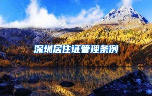 深圳居住证管理条例