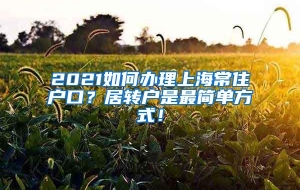 2021如何办理上海常住户口？居转户是最简单方式！