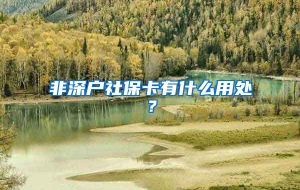 非深户社保卡有什么用处？