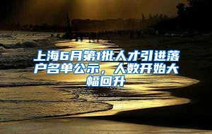 上海6月第1批人才引进落户名单公示，人数开始大幅回升