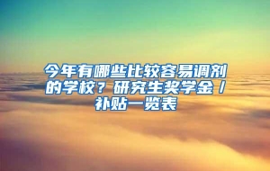 今年有哪些比较容易调剂的学校？研究生奖学金／补贴一览表