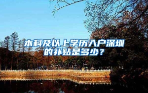 本科及以上学历入户深圳的补贴是多少？