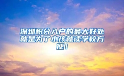 深圳积分入户的最大好处就是为了小孩就读学校方便！