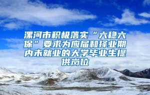 漯河市积极落实“六稳六保”要求为应届和择业期内未就业的大学毕业生提供岗位
